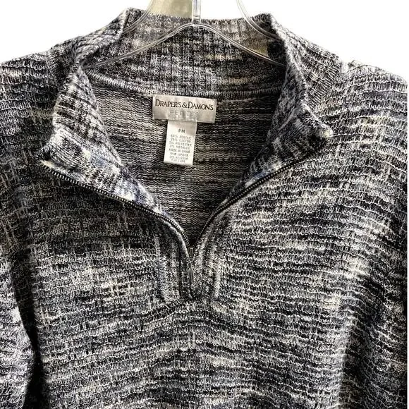Drapes & Damons Quarter Zip Pullover Sweater Sz Mp Petite Blue White Knit Comfy - Picture 4 of 9